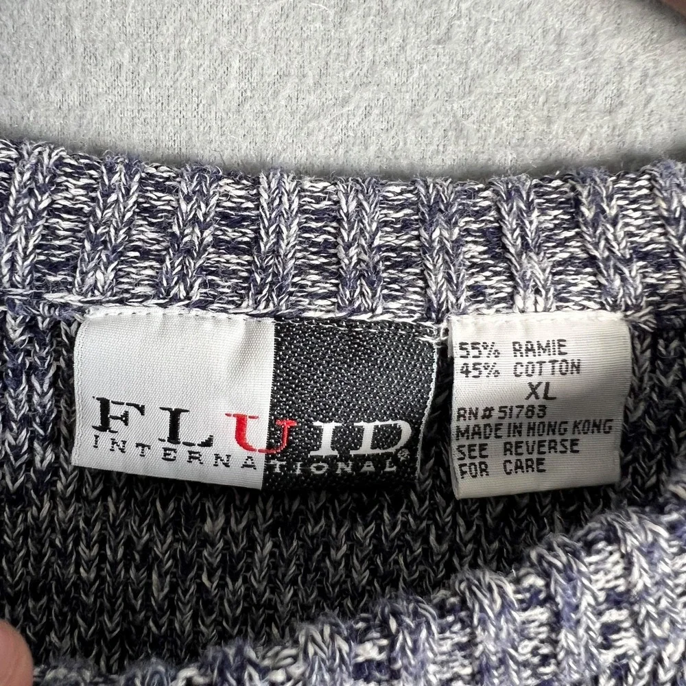VTG Marled Gray Raglan Sweater XL Boxy Baggy Knit Striped Arms Cotton Ramie